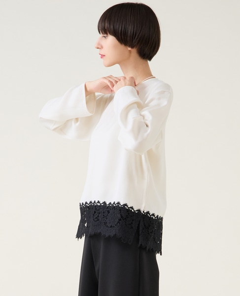 キュプラリバーレースブラウス（セットアップ可） 詳細画像 ホワイト 2