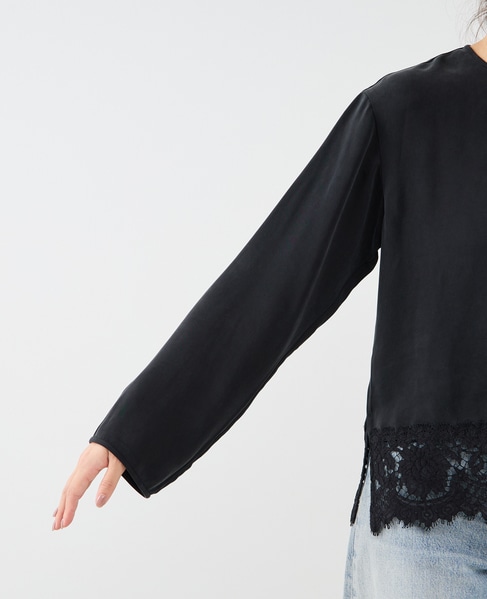 キュプラリバーレースブラウス（セットアップ可） 詳細画像 ブラック 10