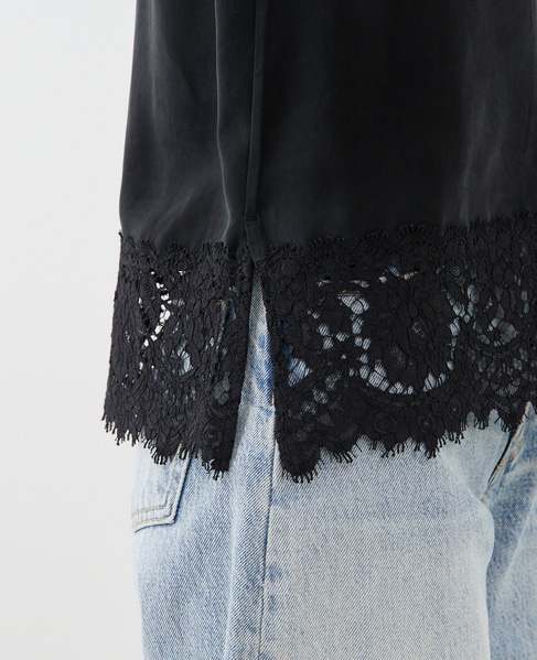 キュプラリバーレースブラウス（セットアップ可） 詳細画像 ブラック 11