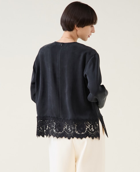 キュプラリバーレースブラウス（セットアップ可） 詳細画像 ブラック 3