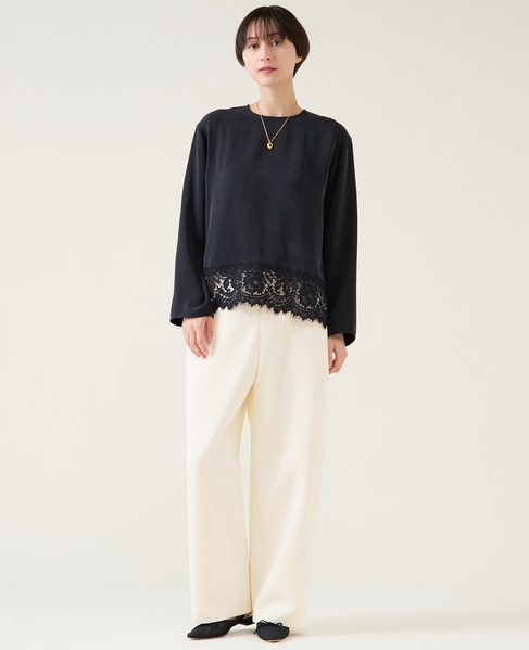 キュプラリバーレースブラウス（セットアップ可） 詳細画像 ブラック 4