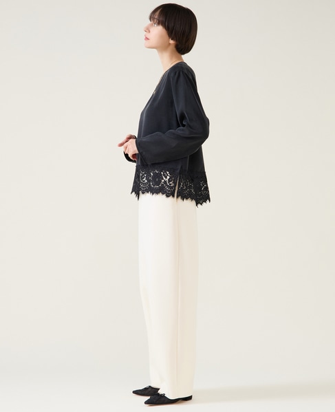 キュプラリバーレースブラウス（セットアップ可） 詳細画像 ブラック 5