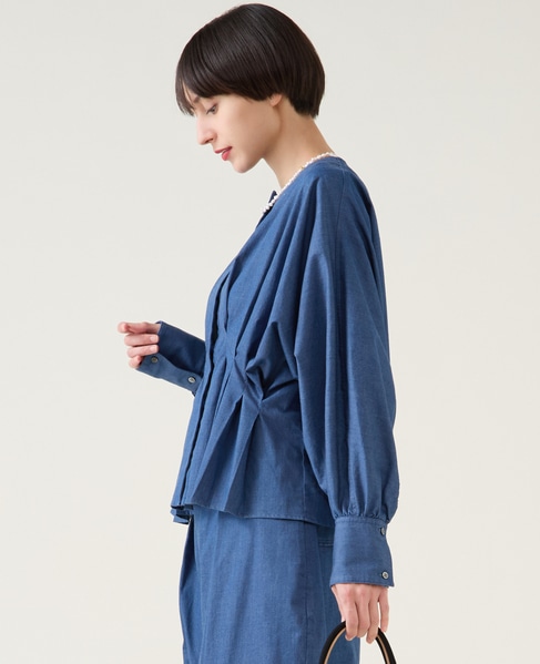 デニムドルマンタックブラウス（セットアップ可） 詳細画像 ブルー 2