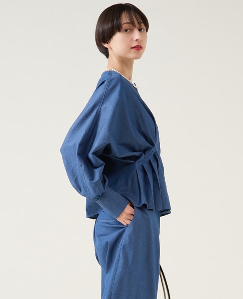 デニムドルマンタックブラウス（セットアップ可） 詳細画像 ブルー 3