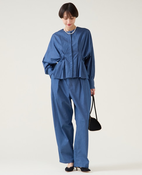 デニムドルマンタックブラウス（セットアップ可） 詳細画像 ブルー 5