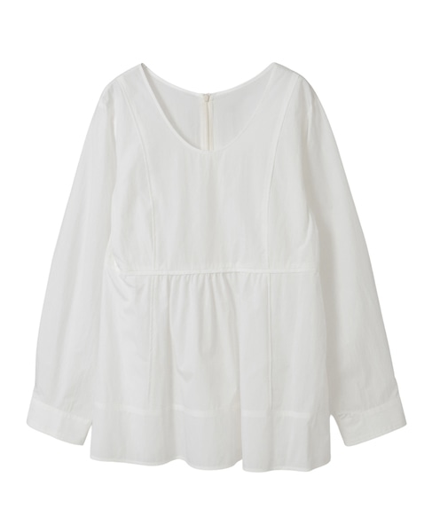 タイプライタークルーペプラムブラウス 詳細画像 ホワイト 1