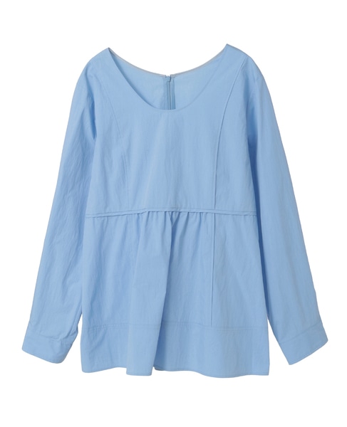 タイプライタークルーペプラムブラウス 詳細画像 サックス 1