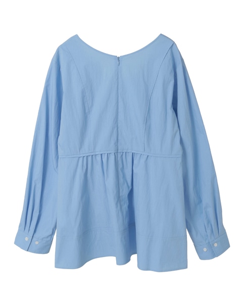 タイプライタークルーペプラムブラウス 詳細画像 サックス 2