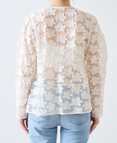 フラワージャガードシアーブラウス 詳細画像 ホワイト 7