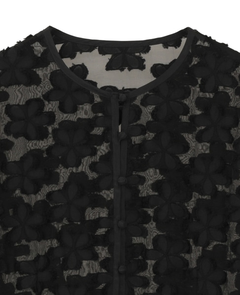 フラワージャガードシアーブラウス 詳細画像 ブラック 3