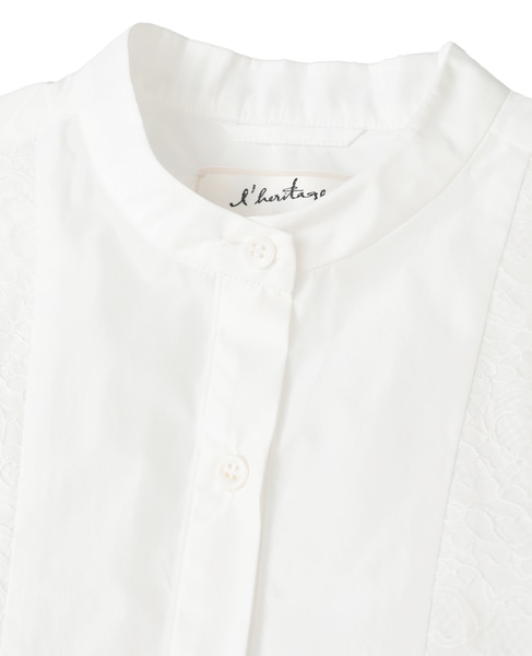 【l’heritage martinique/レリタージュ マルティニーク】マイクロイタリアンタフタレースシャツ 詳細画像 ホワイト 10