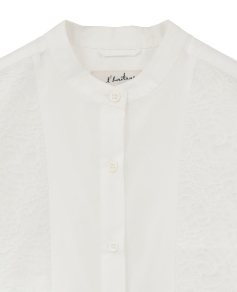 【l’heritage martinique/レリタージュ マルティニーク】マイクロイタリアンタフタレースシャツ 詳細画像 ホワイト 3