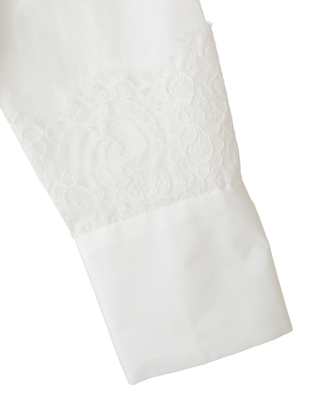 【l’heritage martinique/レリタージュ マルティニーク】マイクロイタリアンタフタレースシャツ 詳細画像 ホワイト 4