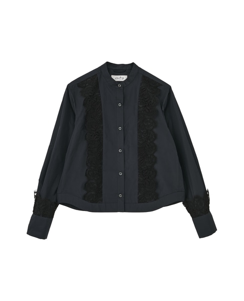 【l’heritage martinique/レリタージュ マルティニーク】マイクロイタリアンタフタレースシャツ 詳細画像 ネイビー 1