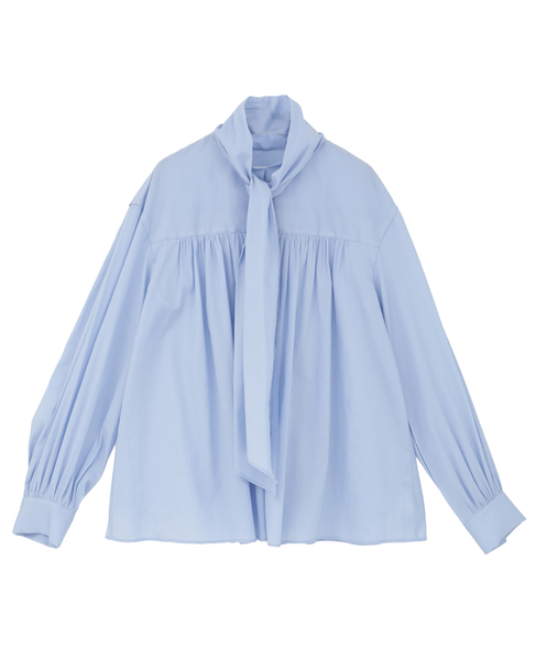 ギャザーボウタイブラウス 詳細画像 サックス 1
