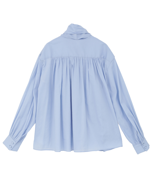 ギャザーボウタイブラウス 詳細画像 サックス 2