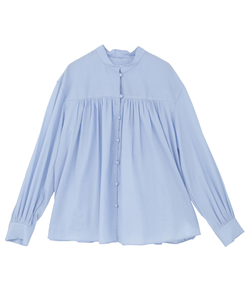 ギャザーボウタイブラウス 詳細画像 サックス 6