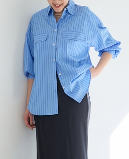 ウェザークロス/ストライプビッグシャツ（セットアップ可）