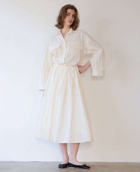 ウェザークロス/ストライプビッグシャツ（セットアップ可） 詳細画像 ホワイト 5