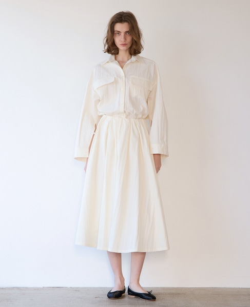 ウェザークロス/ストライプビッグシャツ（セットアップ可） 詳細画像 ホワイト 6