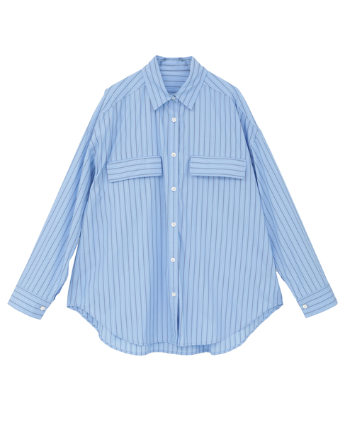 ウェザークロス/ストライプビッグシャツ（セットアップ可） 詳細画像 ブルーストライプ 3