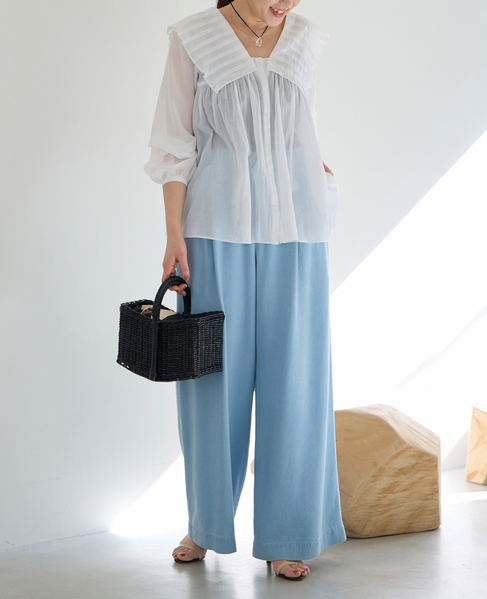 コンパクトタイプライタータックブラウス 詳細画像 ホワイト 2