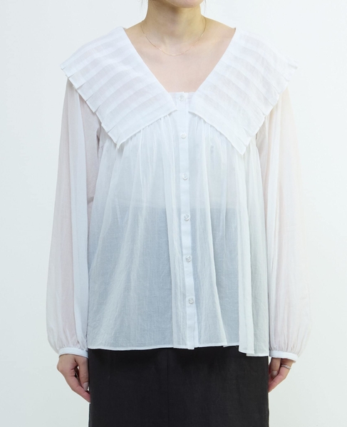 コンパクトタイプライタータックブラウス 詳細画像 ホワイト 3