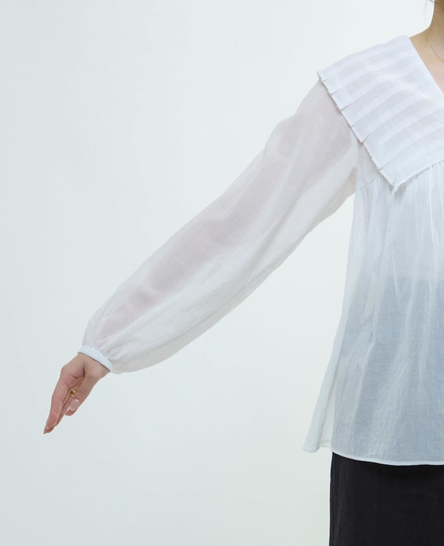 コンパクトタイプライタータックブラウス 詳細画像 ホワイト 6