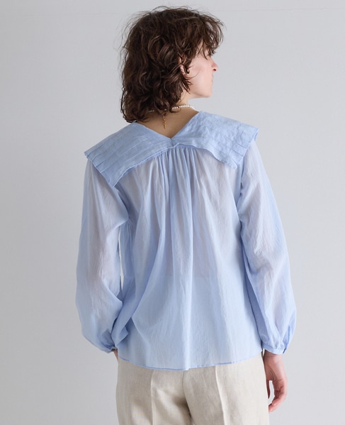 コンパクトタイプライタータックブラウス 詳細画像 サックス 3