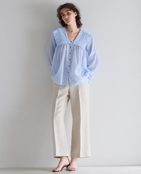 コンパクトタイプライタータックブラウス 詳細画像 サックス 4