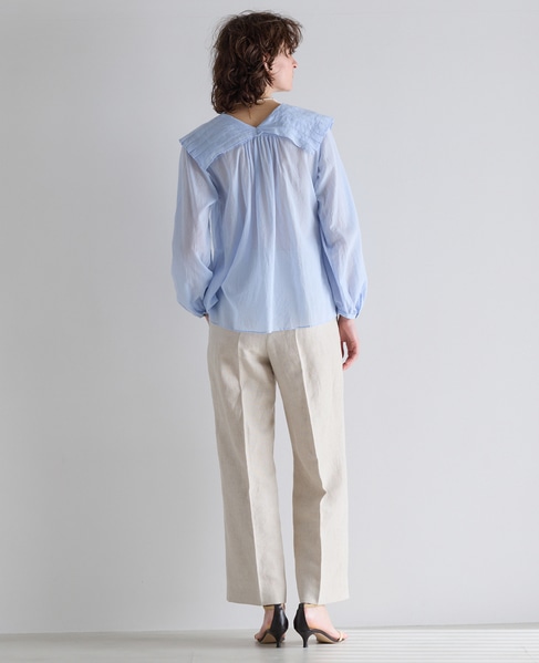 コンパクトタイプライタータックブラウス 詳細画像 サックス 6