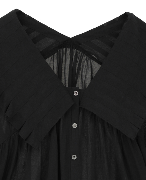 コットンシフォンプリーツカラーブラウス 詳細画像 ブラック 3