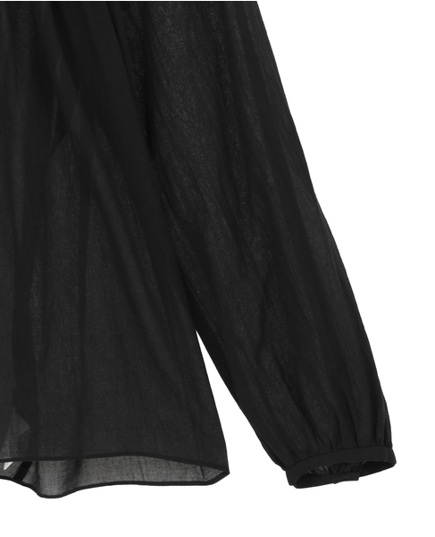 コットンシフォンプリーツカラーブラウス 詳細画像 ブラック 4