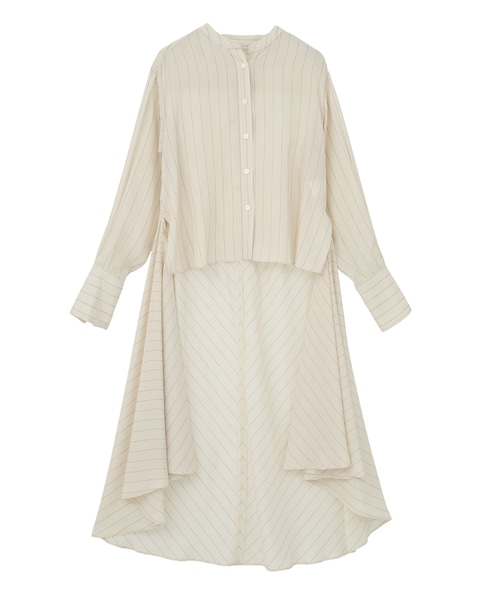 【l’heritage martinique/レリタージュ マルティニーク】シルキーキュプラブラウス 詳細画像 ストライプ 1