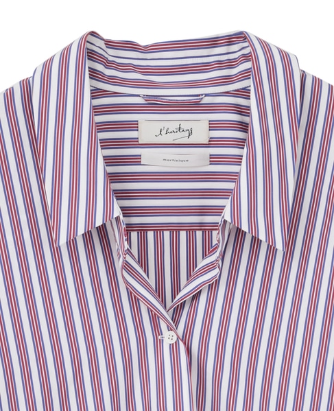 【l’heritage martinique/レリタージュ マルティニーク】コットンポプリンシャツ 詳細画像 ストライプ 3