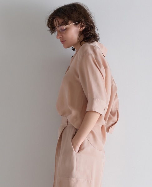 シルキーキュプラオーバーサイズスリーブシャツ（セットアップ可） 詳細画像 ピンク 2