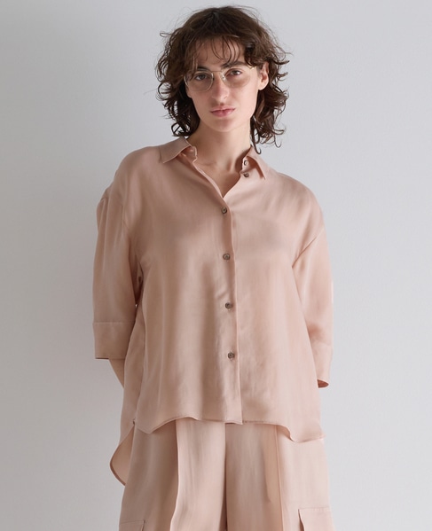 シルキーキュプラオーバーサイズスリーブシャツ（セットアップ可） 詳細画像 ピンク 3