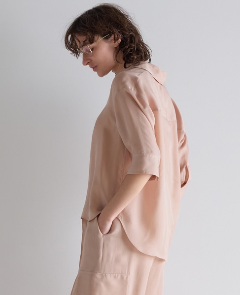 シルキーキュプラオーバーサイズスリーブシャツ（セットアップ可） 詳細画像 ピンク 4