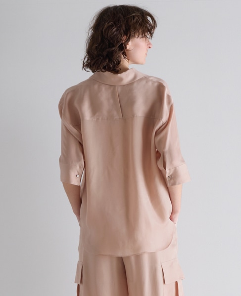 シルキーキュプラオーバーサイズスリーブシャツ（セットアップ可） 詳細画像 ピンク 5