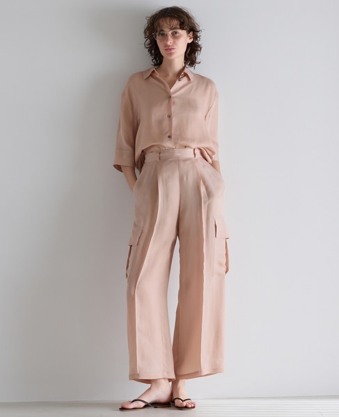 シルキーキュプラオーバーサイズスリーブシャツ（セットアップ可） 詳細画像 ピンク 6