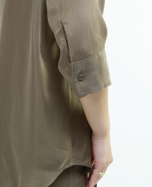 シルキーキュプラオーバーサイズスリーブシャツ（セットアップ可） 詳細画像 カーキ 5