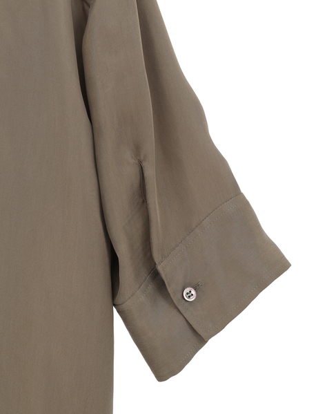 シルキーキュプラオーバーサイズスリーブシャツ（セットアップ可） 詳細画像 カーキ 7