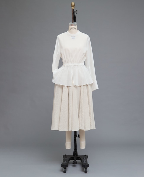 【l&rsquo;heritage martinique/レリタージュ マルティニーク】オーガンジーペプラムブラウス 詳細画像 ホワイト 2