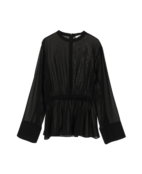 【l&rsquo;heritage martinique/レリタージュ マルティニーク】オーガンジーペプラムブラウス 詳細画像 ブラック 1