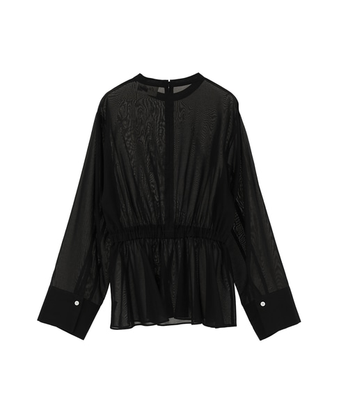 【l&rsquo;heritage martinique/レリタージュ マルティニーク】オーガンジーペプラムブラウス 詳細画像 ブラック 2