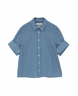 【l’heritage martinique/レリタージュ マルティニーク】コージーストライプショートスリーブシャツ（セットアップ可）