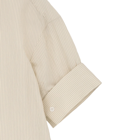 【l’heritage martinique/レリタージュ マルティニーク】コージーストライプショートスリーブシャツ（セットアップ可） 詳細画像 ベージュ 4