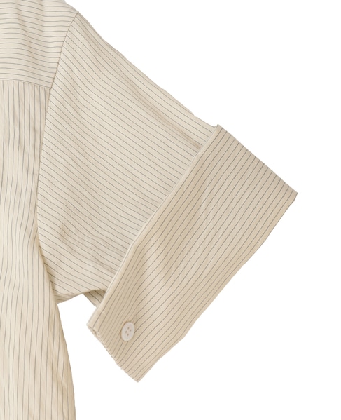 【l’heritage martinique/レリタージュ マルティニーク】コージーストライプショートスリーブシャツ（セットアップ可） 詳細画像 ベージュ 5