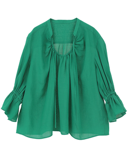 ラミーネックギャザーブラウス