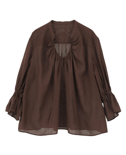 ラミーネックギャザーブラウス